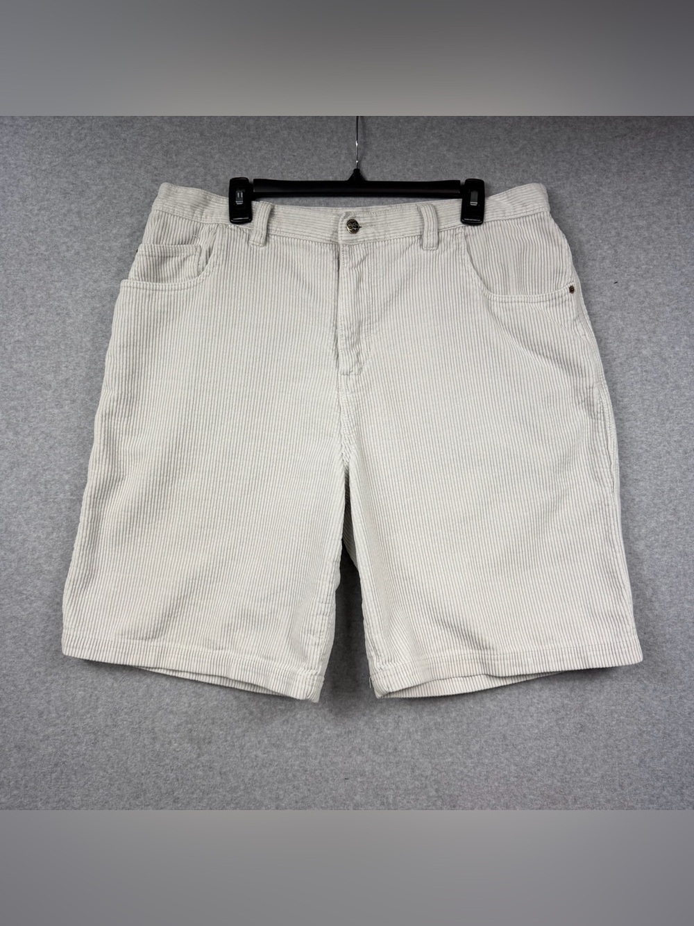 Y2K Quiksilver Corduroy Shorts Cream Off White  5-Pocket Baggy Men’s Size 38 VTG